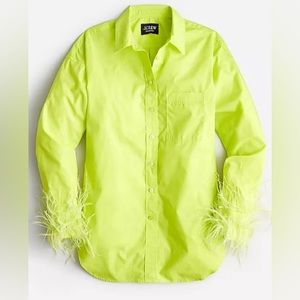 Lime green j. Crew feather accent shirt
